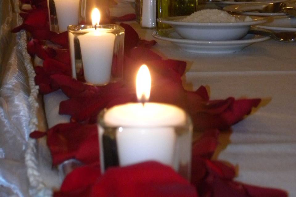 Table setup with candle centerpiece