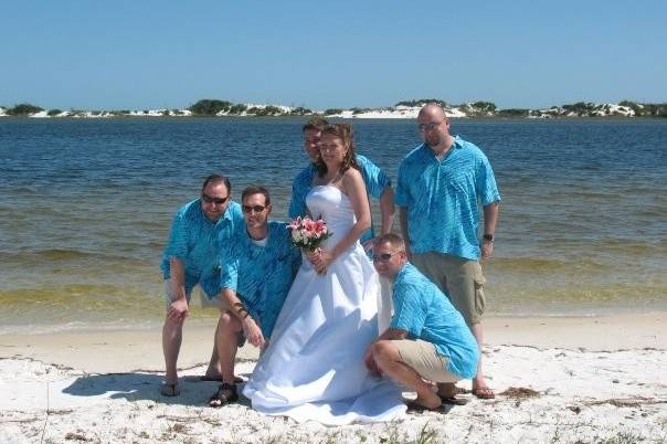 Bride and her groomsmen