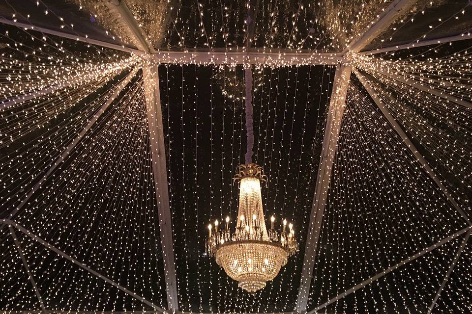 Hanging lights and chandelier