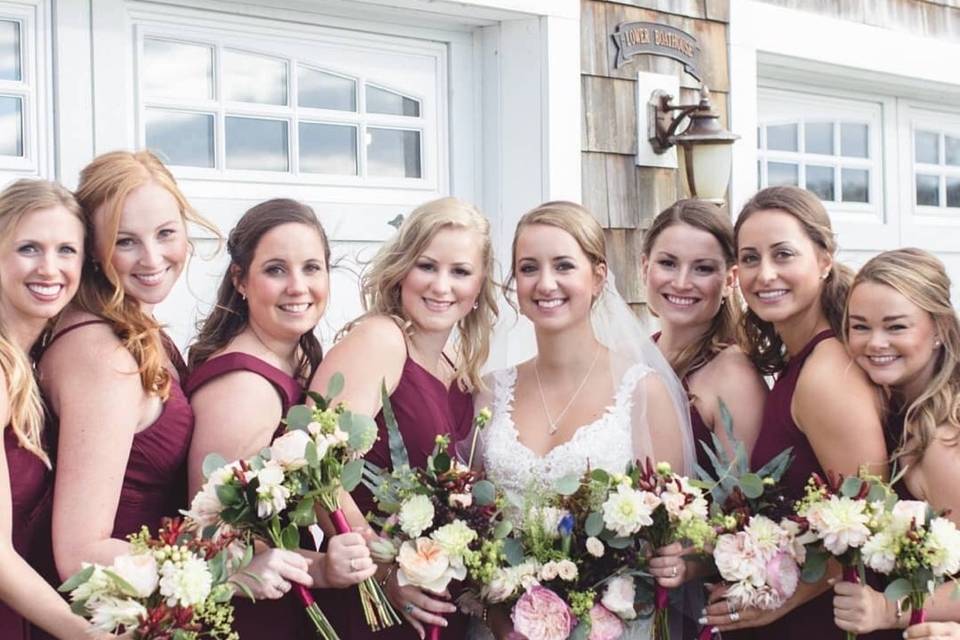 Bride and bridesmaids