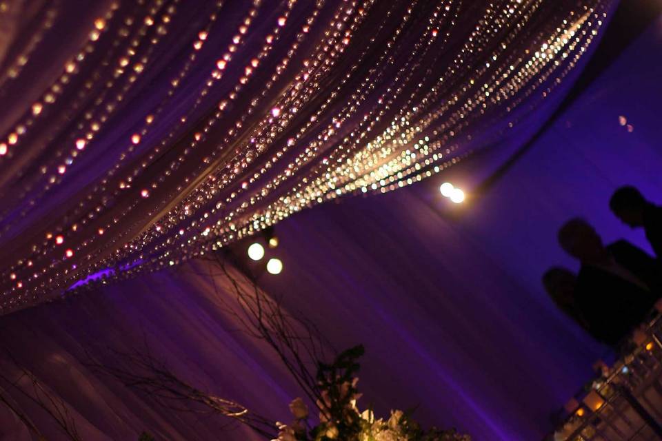String lights on drapes
