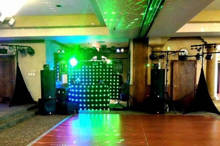 DJ setup and lighting effects