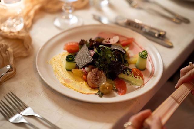 Plated wedding dinner