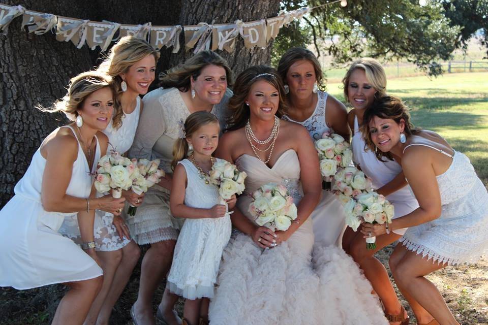 Bride and her bridesmaiads