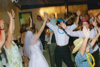 Bride with all her family and friends having fun on the dance floor