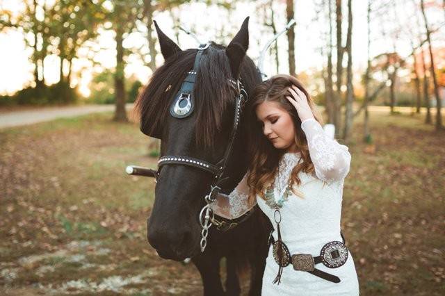 Bride by the horse