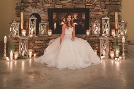 Bride's portrait in a candlelit setting