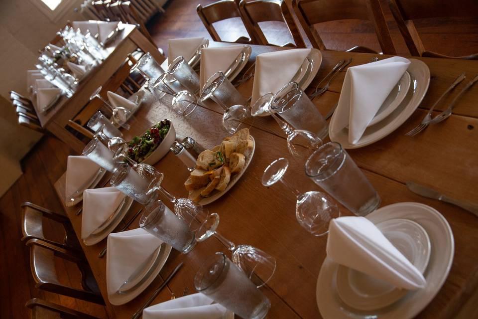 Farm table set for dinner