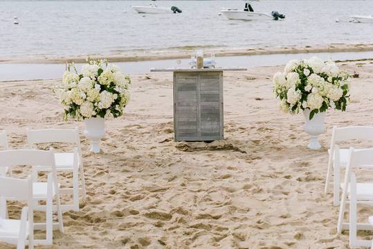 Beach wedding ceremony detail