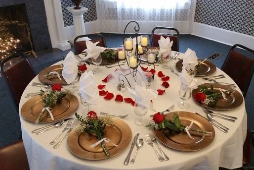 Table setup with centerpiece