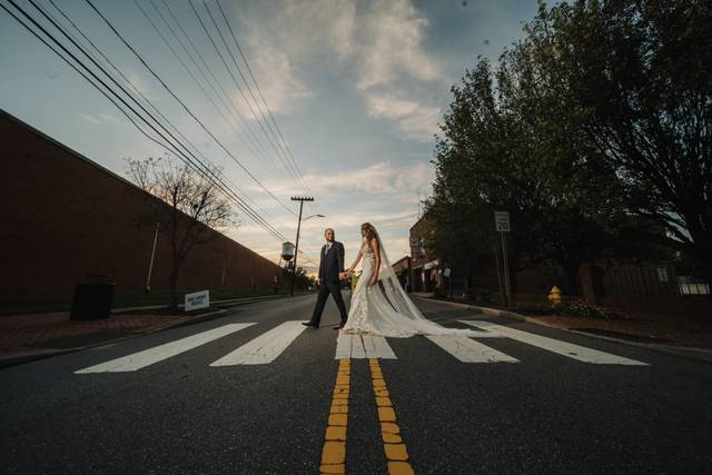 Bride and Groom outside