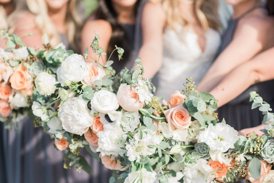 Bride with bridesmaids