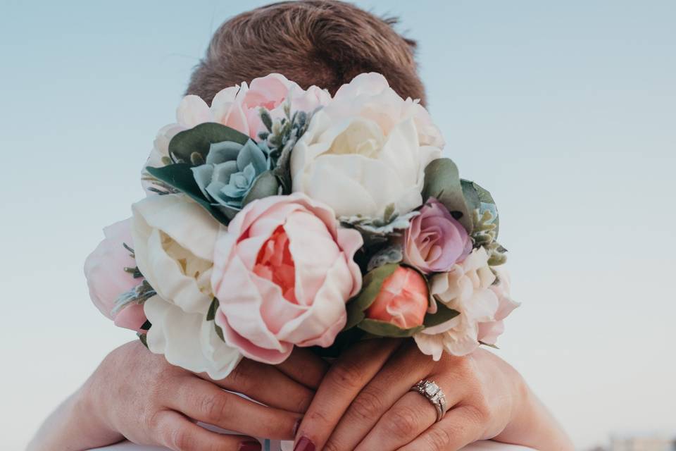 Mother on her bouquet