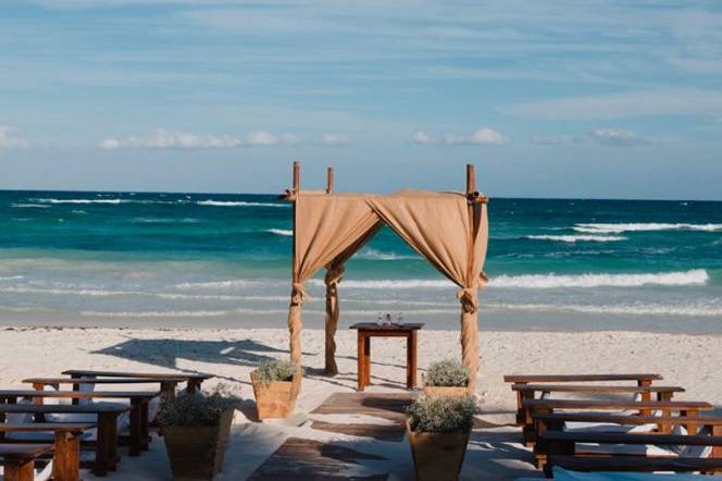 Beach wedding setup