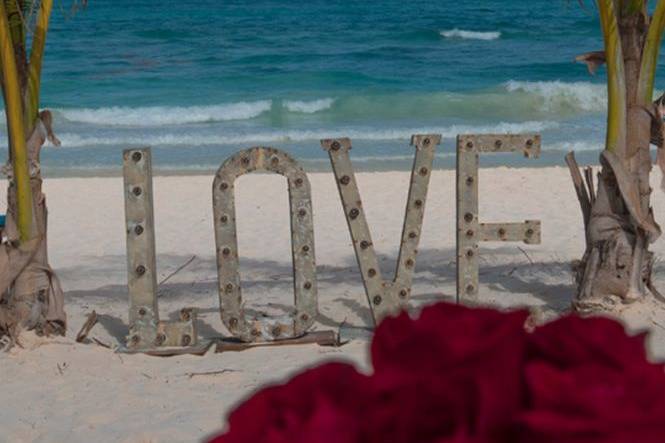 Love signage by the beach