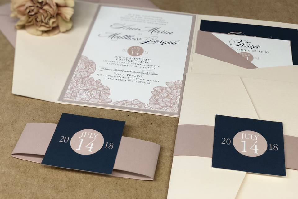 Old rose invitation