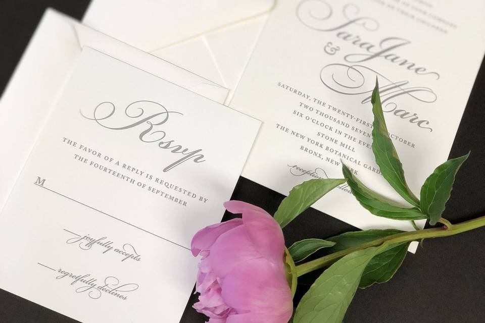 Plain white invitation