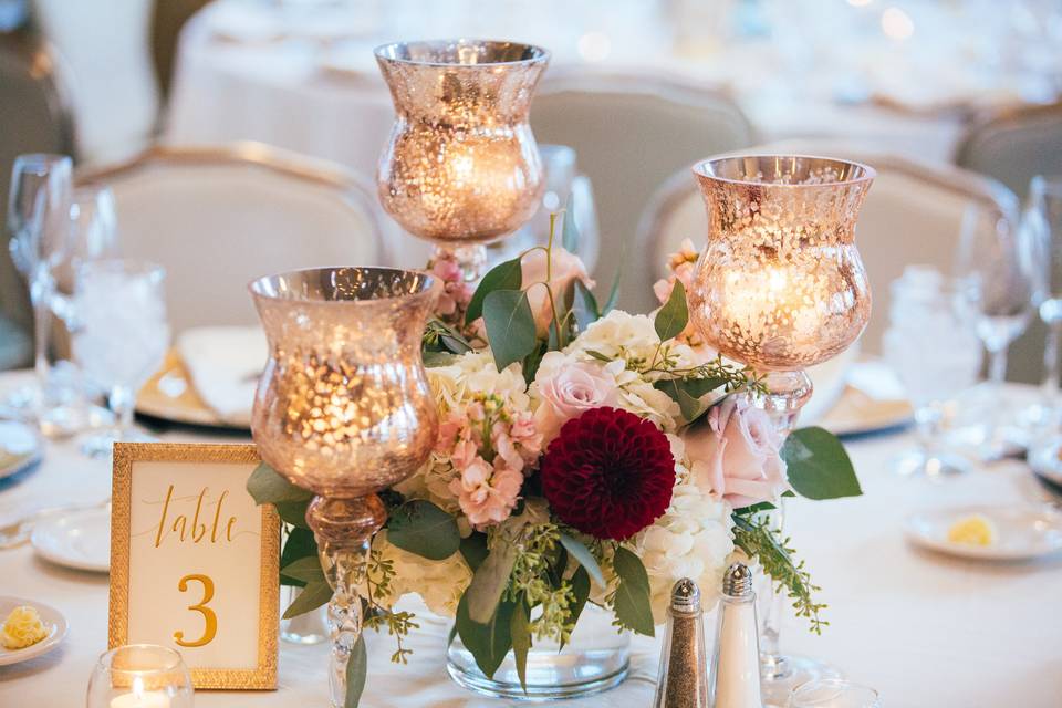 Table setup with centerpiece