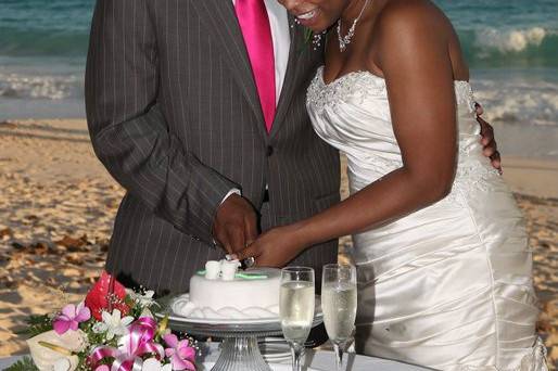 Cutting the cake in Barbados