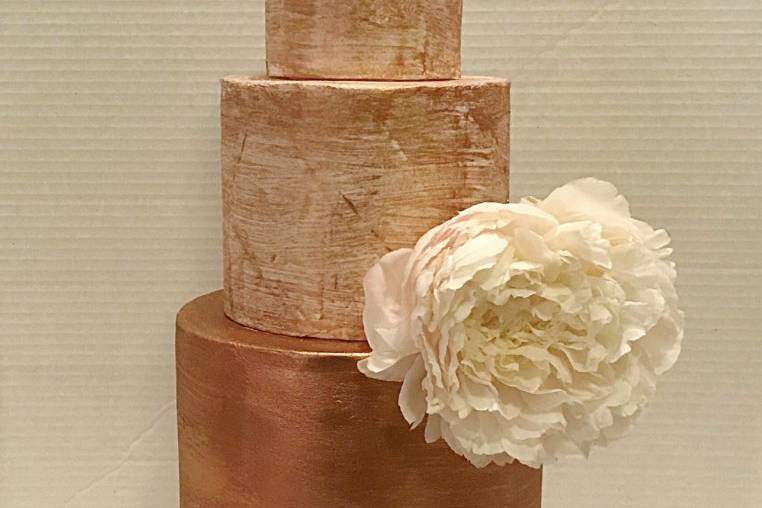 Rose gold wedding cake.