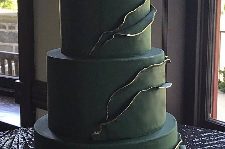 Dark green wedding cake.