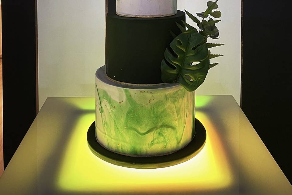 Tropical 80th birthday cake