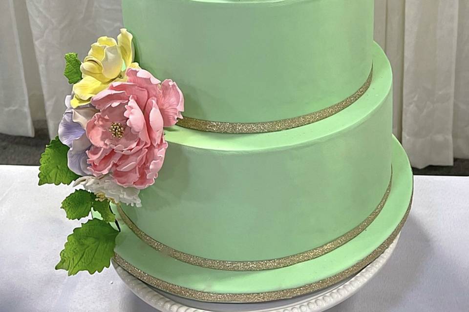 Mint green wedding cake