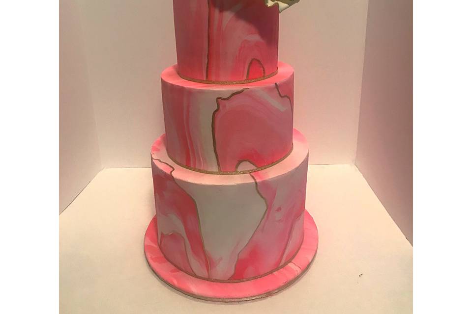 Hot pink wedding cake.