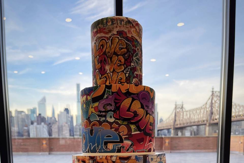 Graffiti wedding cake