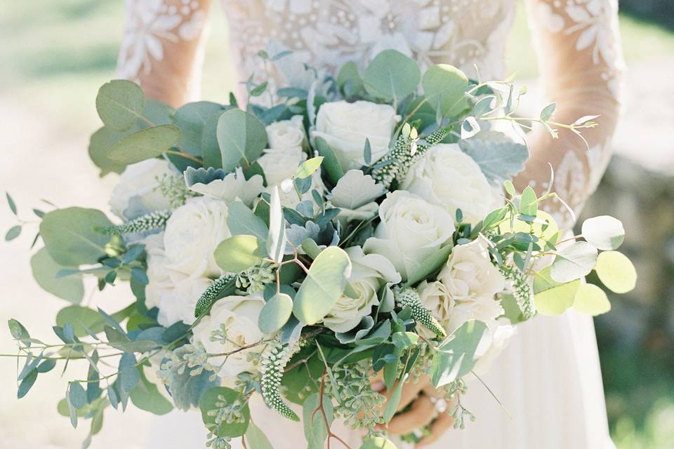 White/Green Bridal Bouquet