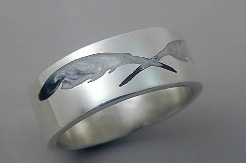Custom design ring with double eagle feather inlay design.Ceramic resin inlay in sterling silver.  Free design consultation.  Design your own ring. Eco-friendly metals.