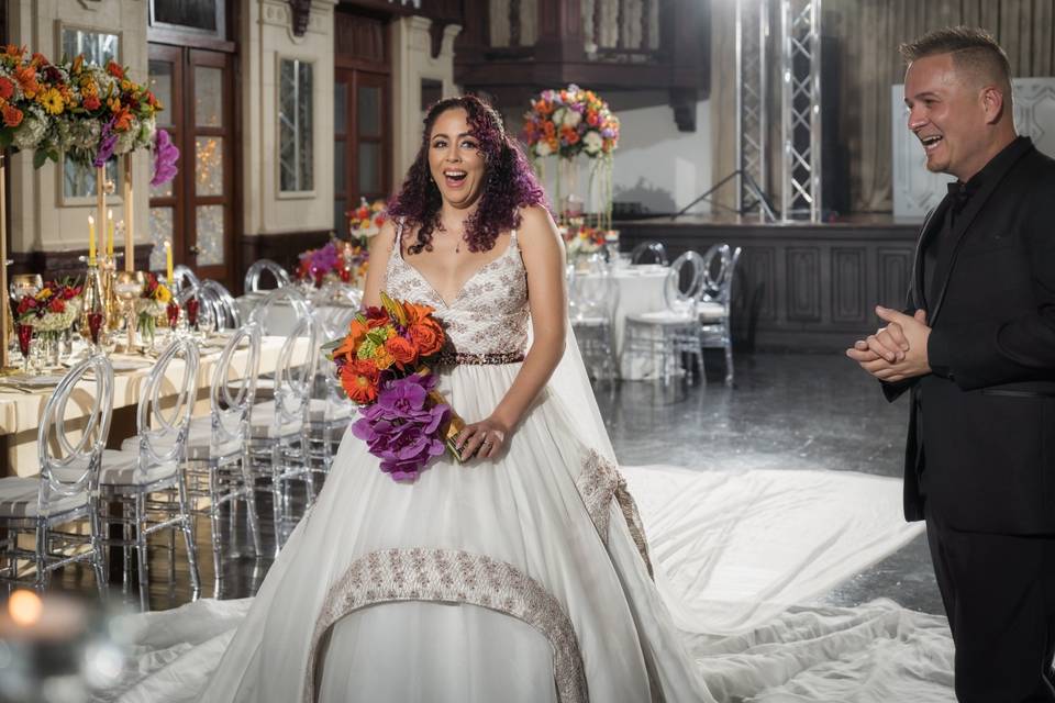 Bride reaction at venue