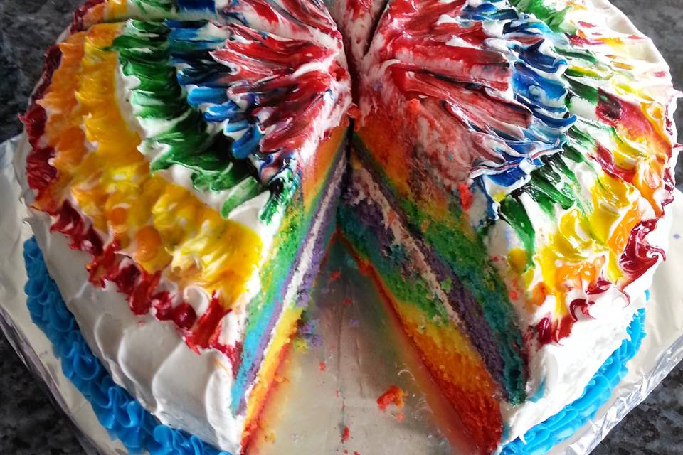 Inside Tie-Dye cake
