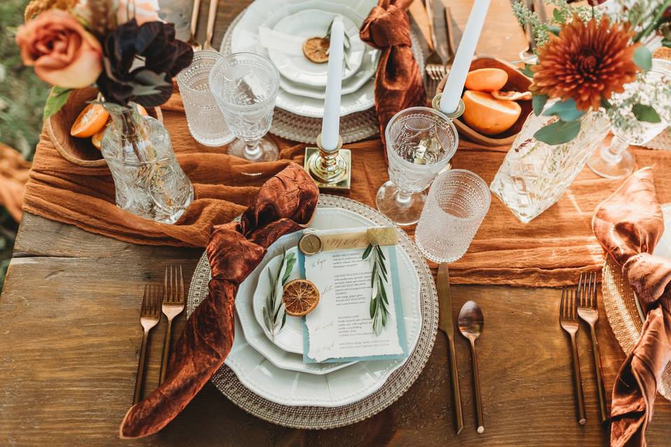 Menus and table settings - Rachel Betson Photography