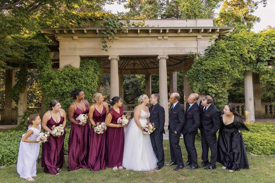 Burgundy bridal party