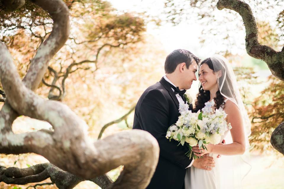 Secret garden bride and groom