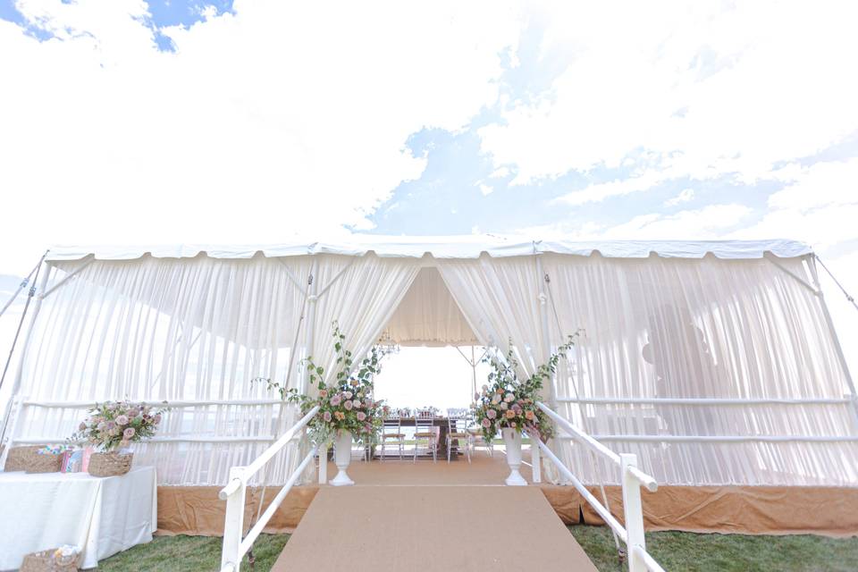 Tent and balloon arch