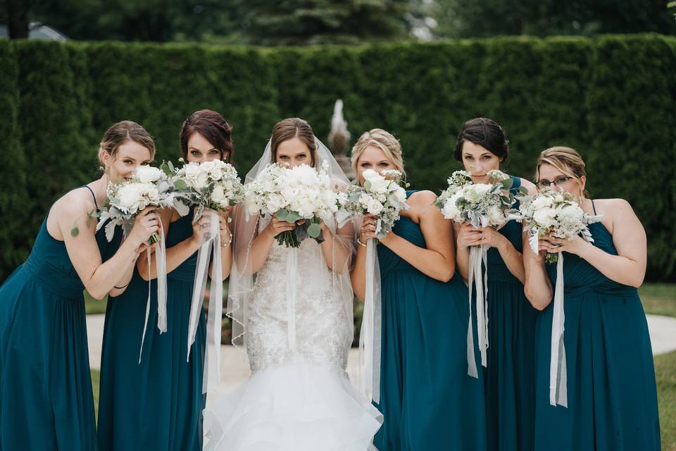 Bouquets of the bride and bridesmaids