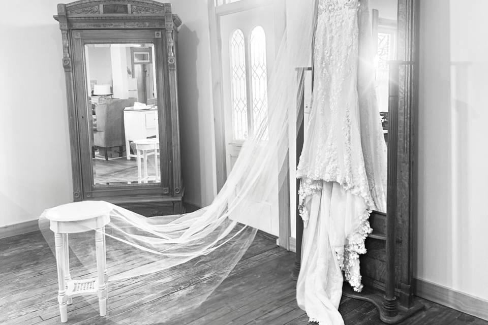 Wedding gown in Bridal Suite