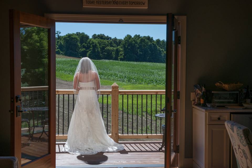 Looking out from the bridal balcony