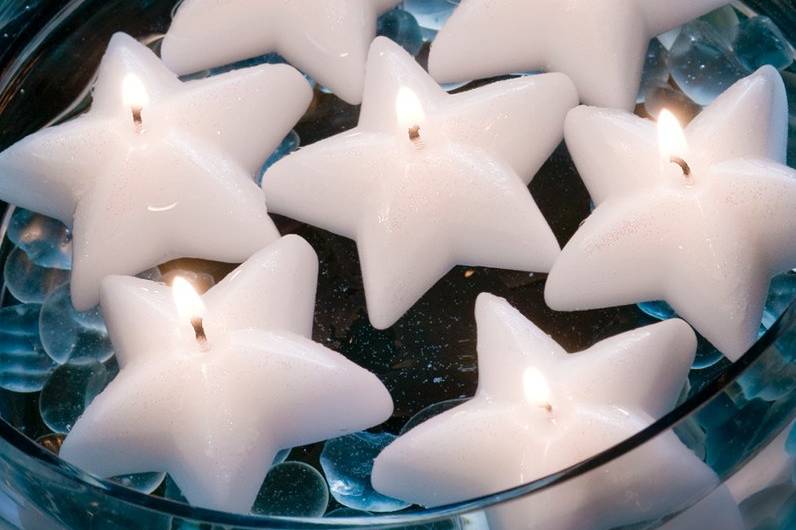Floating Star Candles in Large Candle Bowl