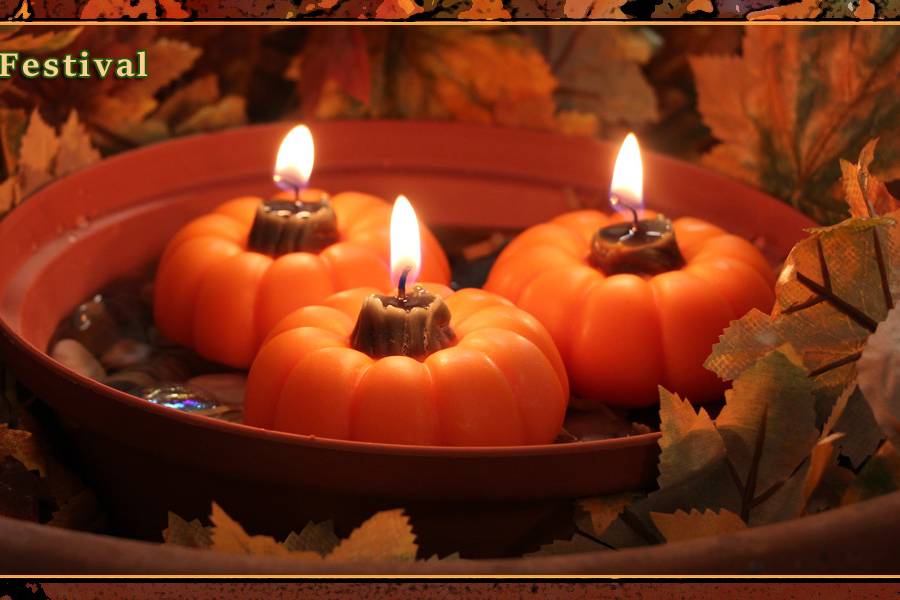 Fall pumpkin floating candles.