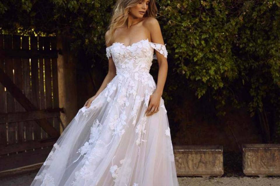 Off-the-shoulder gown