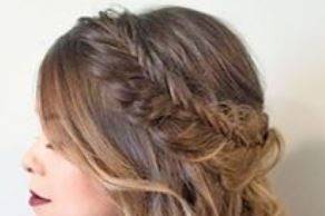 Tumbling curls with plaited crown