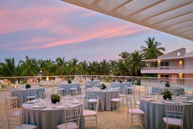 Atlantic patio dinner set up