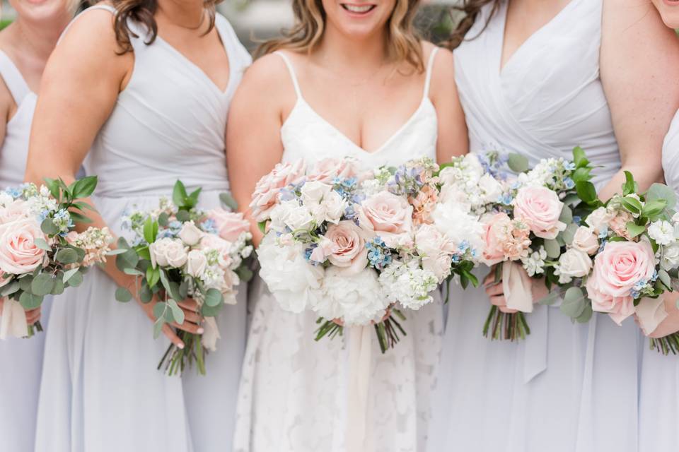 Dusty blue bridesmaids dresses