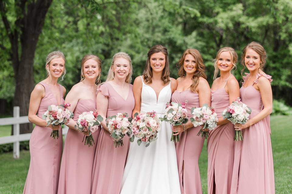 Dusty pink bridesmaids dresses