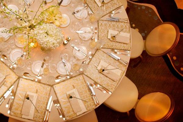 Table setup with centerpiece