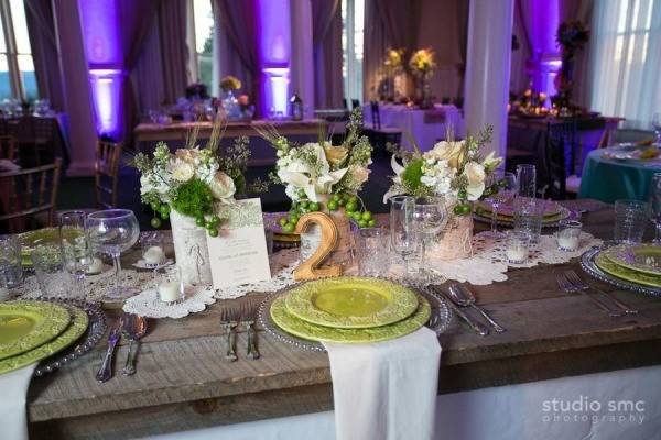 Table setup with centerpiece