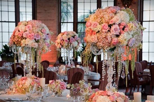 Table setup with centerpiece